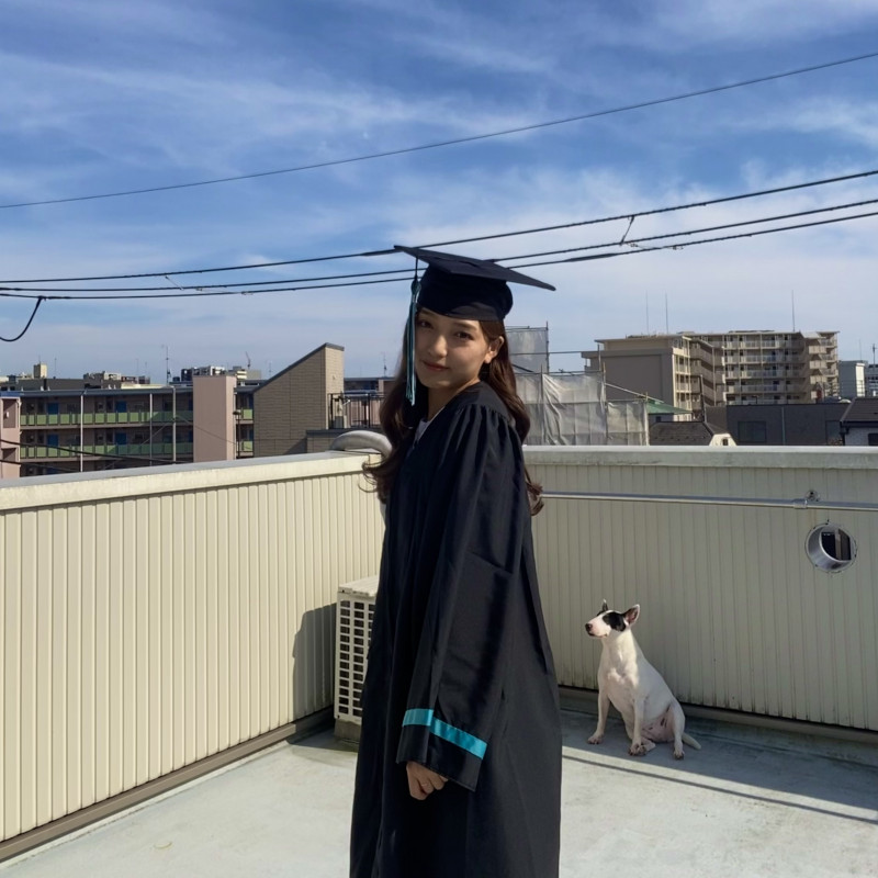 This picture is taken by my younger sister. The place was on the roof of our house in Japan and it was a very sunny and nice day.