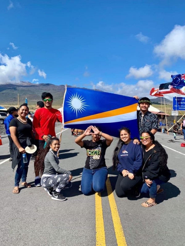 Marshallese Student supporting the solidarity For Mauna Kea