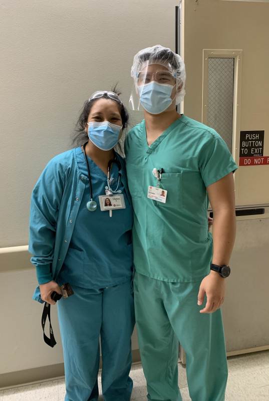 My girlfriend and I at clinicals.