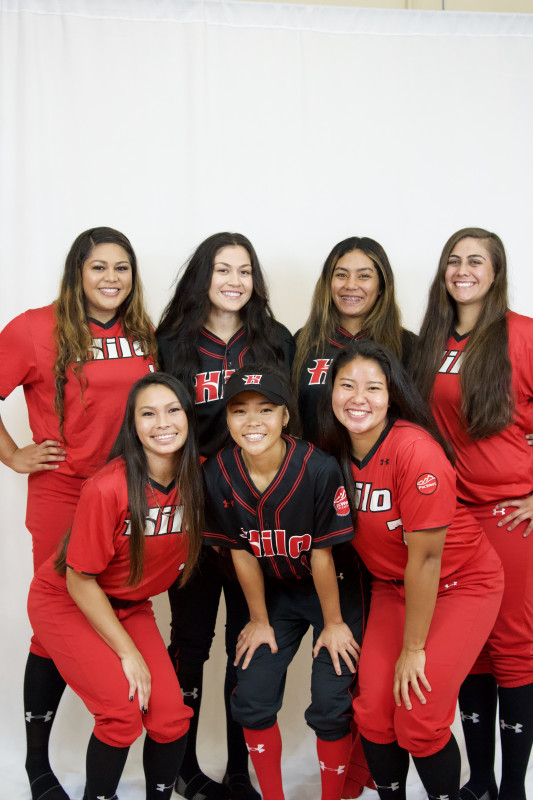 Vevesi Ariana Hope Liilii with her fellow UH Hilo Senior softball teammates.