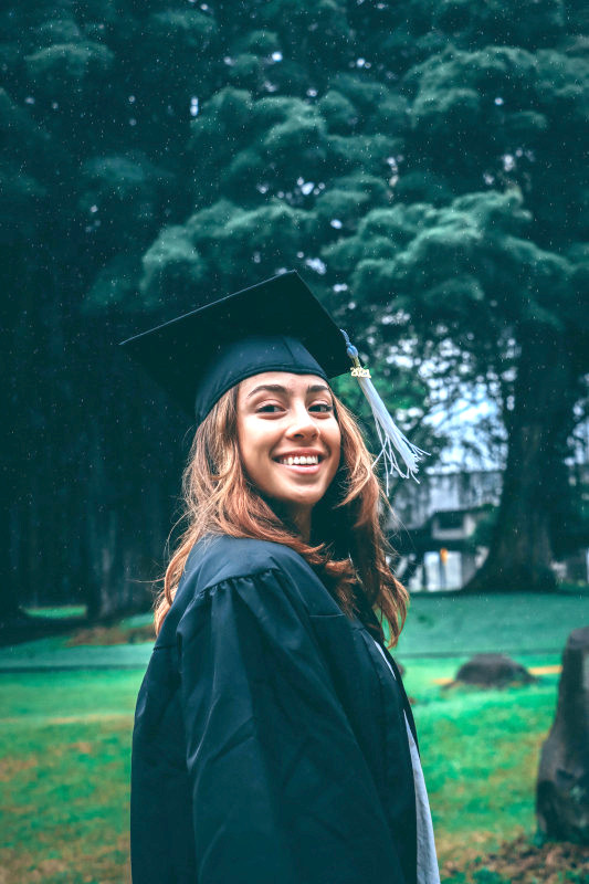 Kaitlyn wearing her cap and gown.