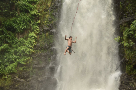 Devin Smith Hambright jumping off a cliff