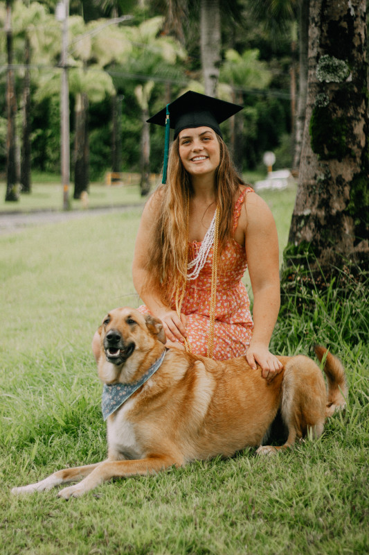 The graduate with her dog