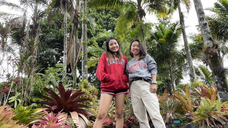 This is a picture I took with a friend at UH hilo's garden.
