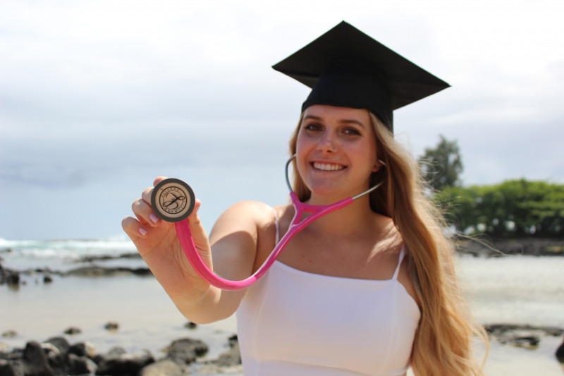 With stethoscope