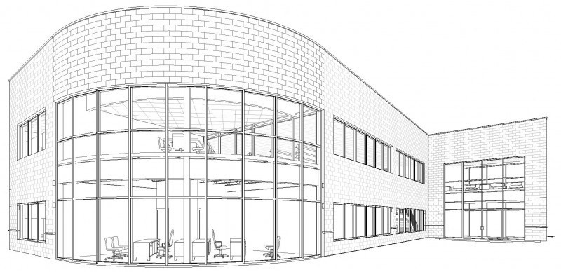 Three dimensional image of a law office I created on REVIT software