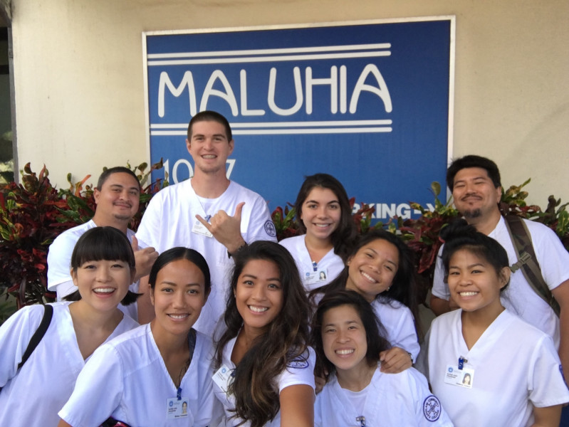 CNA students outside internship hospital