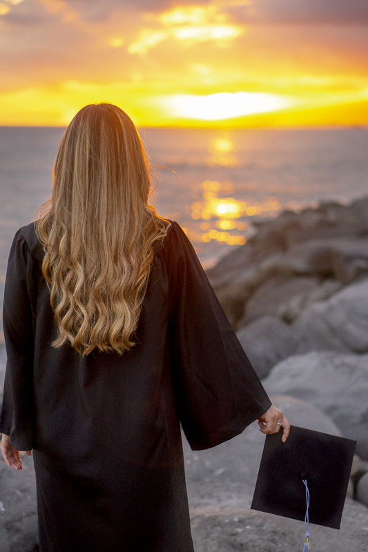 grad cap sunset