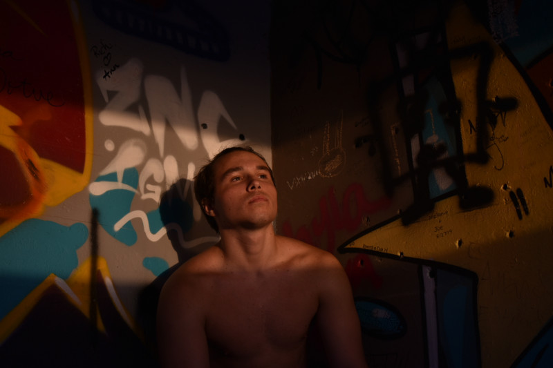 Guy with graffiti background