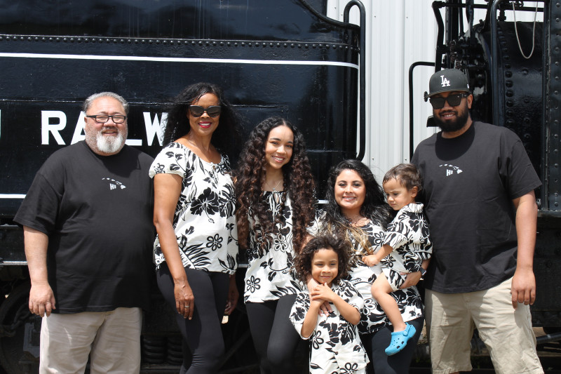 Picture of my family in front of a train.