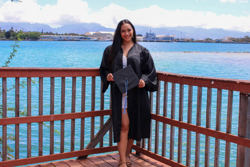 Standing with my Cap & Gown!