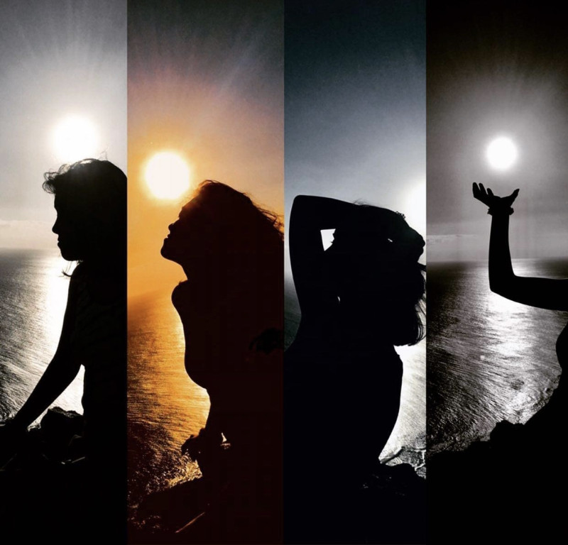 Silhouette photos at sunset.