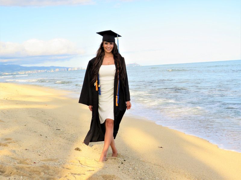 Graduation picture in cap and gown