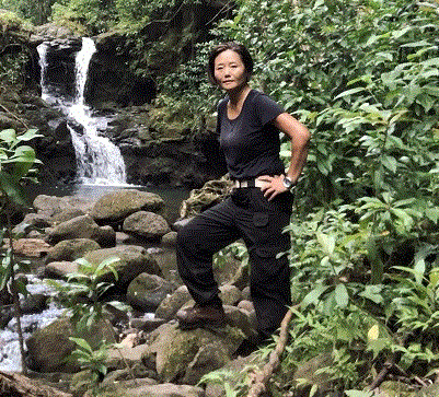 I was in front of the waterfalls of the Kalauao Falls Loop.