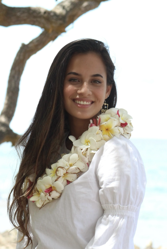Head shot with lei