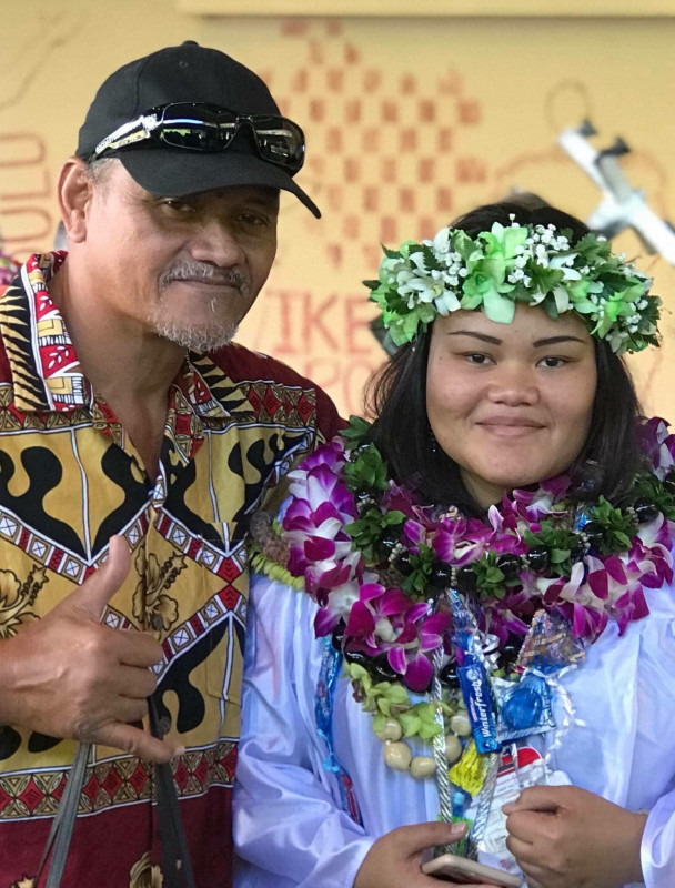Me and my dad at my graduation from Medical Assisting school in December of 2017.