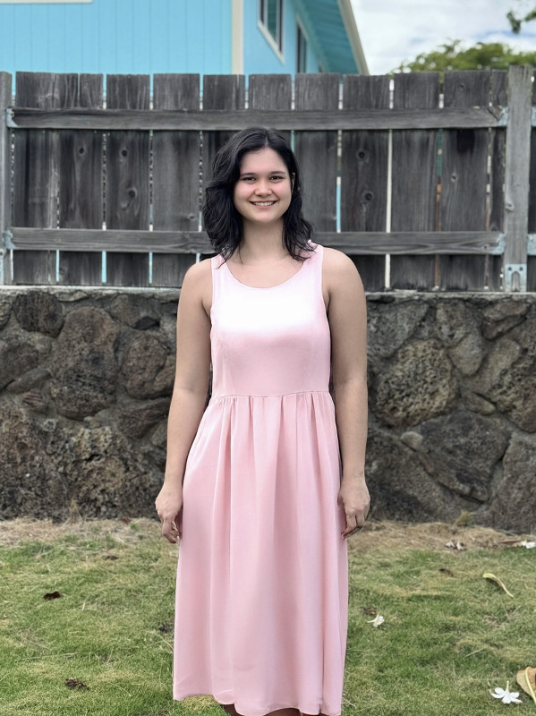 Anna Breimon wearing a pink dress.